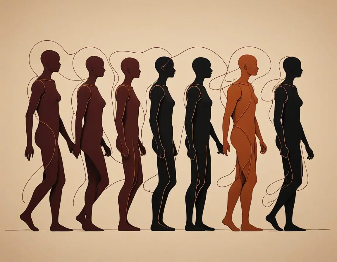 A side profile line of humans